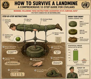 Man, plank position, mine, bar chart, three mines, watermelon.