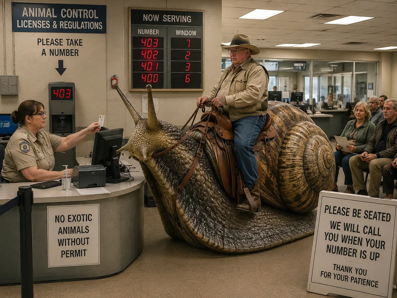 Saddle, shell, counter, cord, number 403, permit sign.