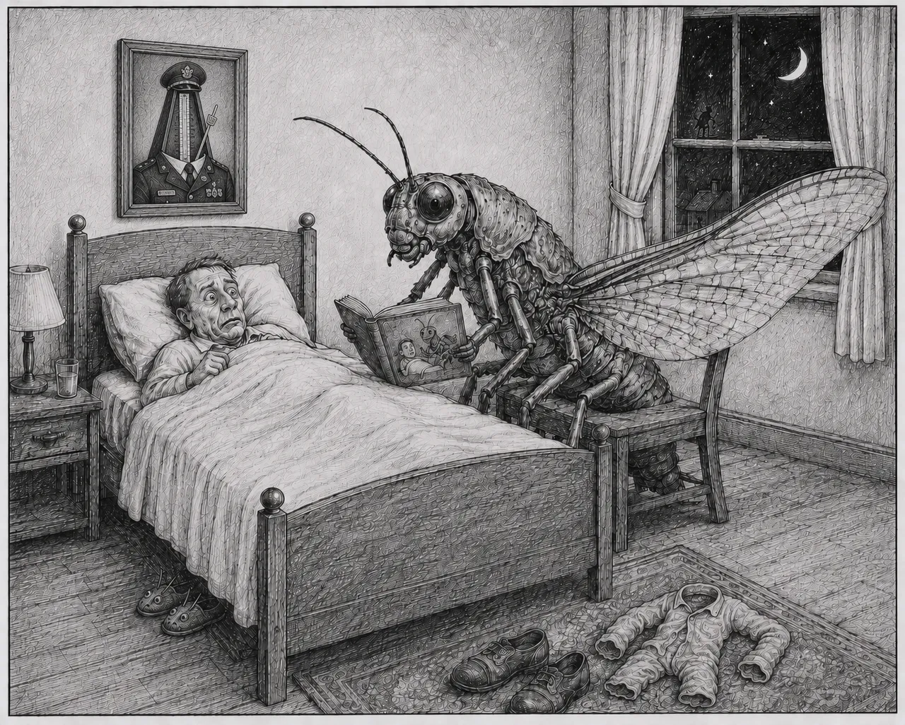 Night breathes strange wings over the trembling sleeper.