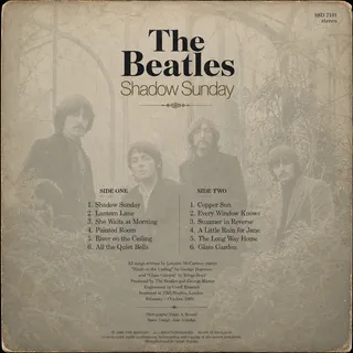 Tracklist, four figures, catalog number, worn surface, credits.