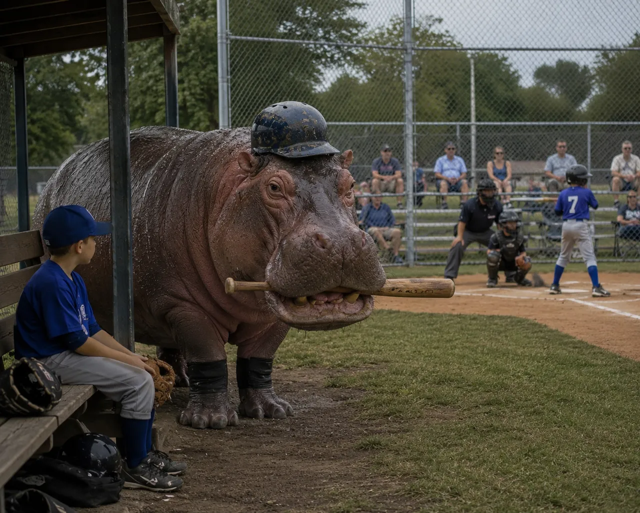 Kid on the bench suddenly reconsidering his starting position.