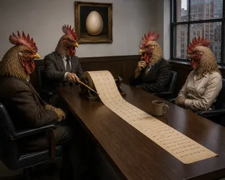 Four suits, scroll, egg portrait, mug, window, track marks.