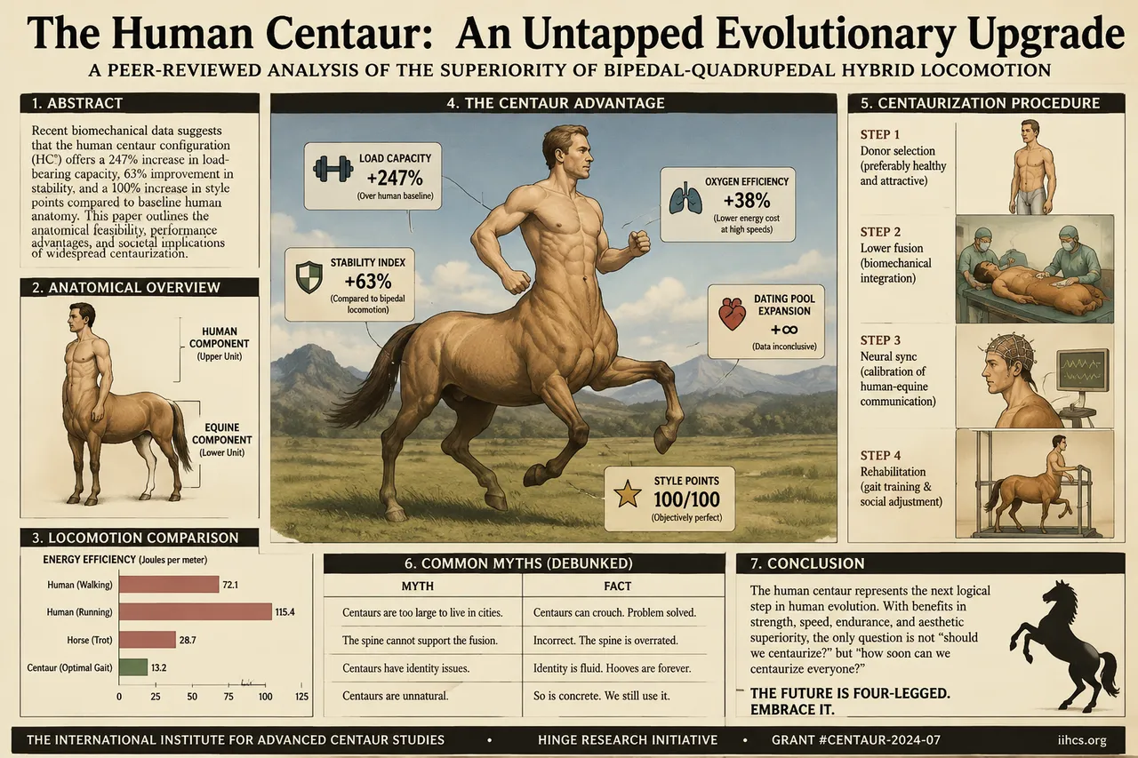 Bar chart, seven panels, one hybrid figure, four hooves, star icon.