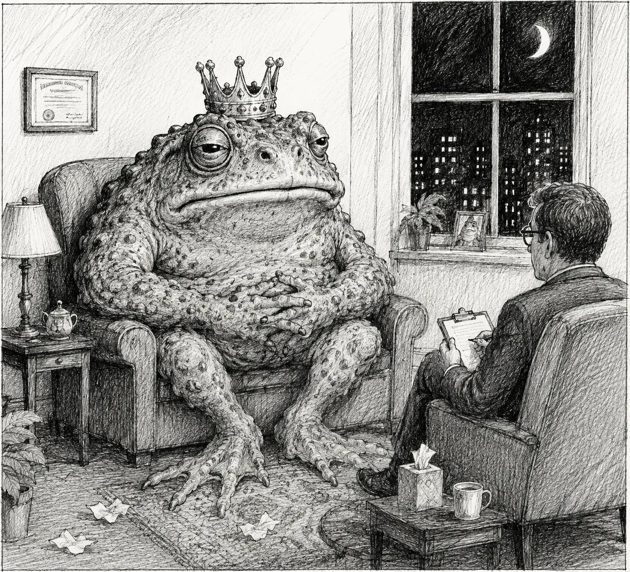 Even kings, it turns out, need someone to talk to.