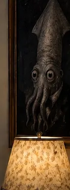 cape-briefcase-mask-antennae-robe-lamp-squid-painting-rug