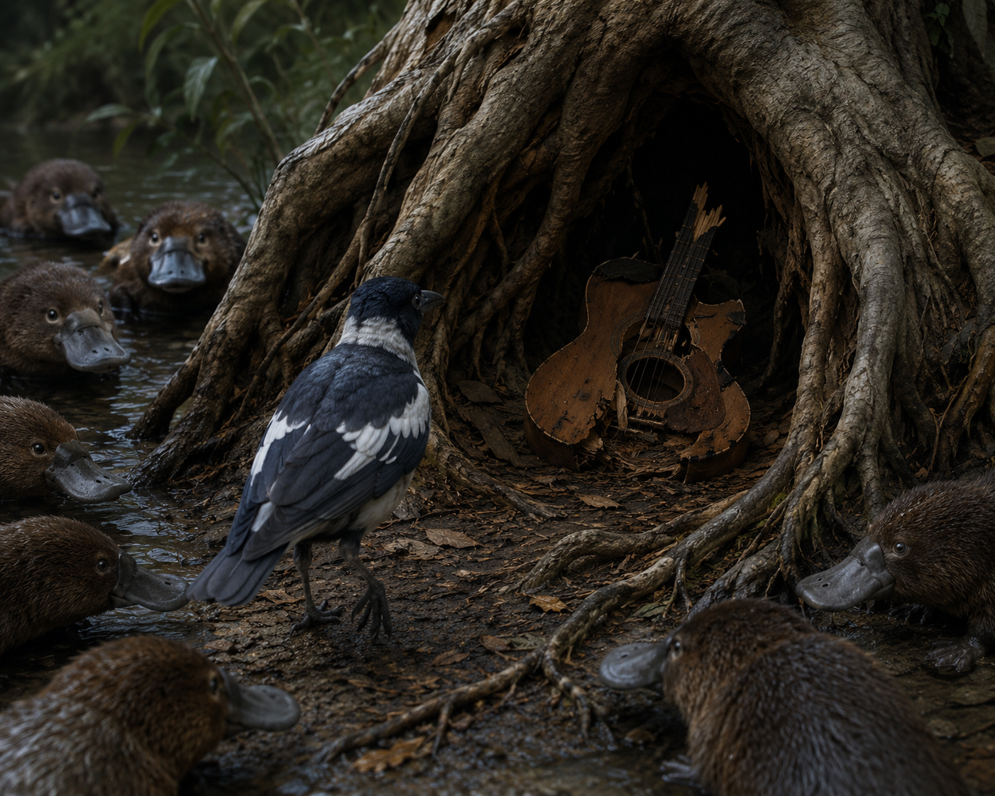 Even the platypuses seem confused by this situation.