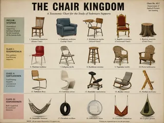 Beige field, twenty seats, four classification labels, stump.