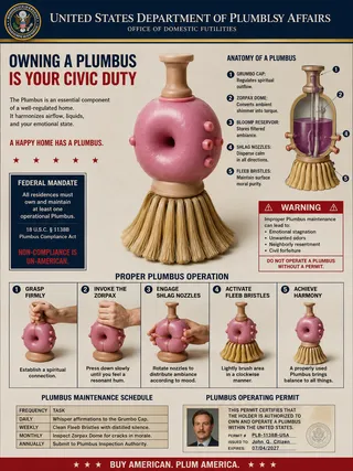 Poster, bristle base, donut form, permit photo, table, seal.