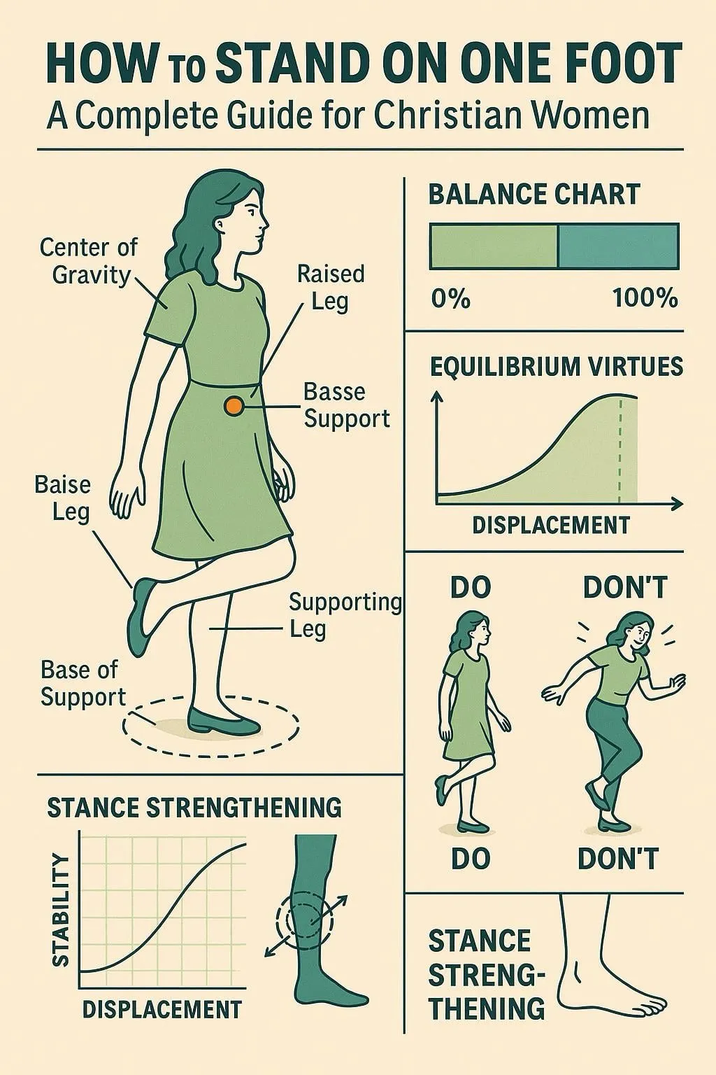 One figure, six labels, two charts, dashed foot circle.