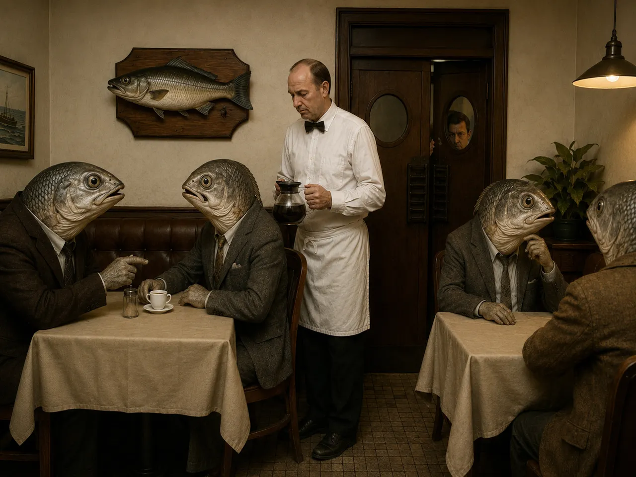Scales and suits gather where strange hungers meet.