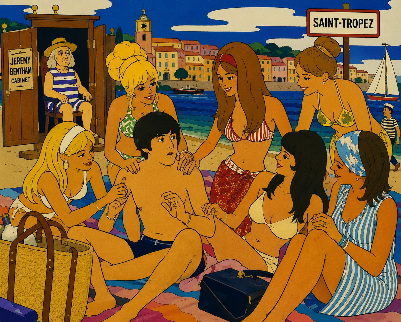 Sun-soaked Riviera, golden girls orbit one lucky soul.