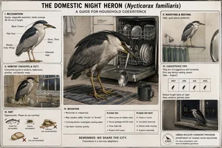 Spoon, mug, dishwasher, tile grout, shower rod, bread, heron.