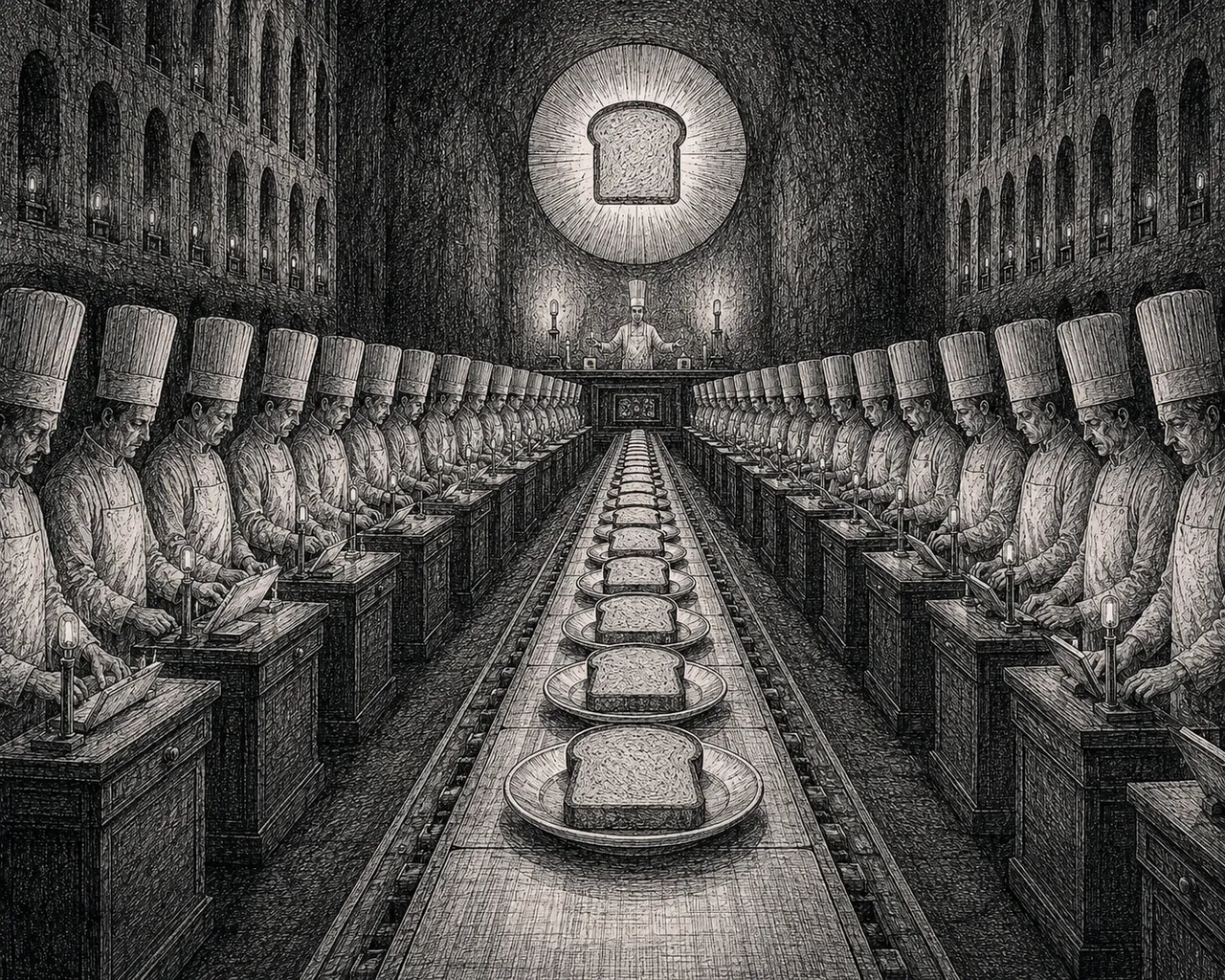 Apparently bread requires this many people and a ceremony.